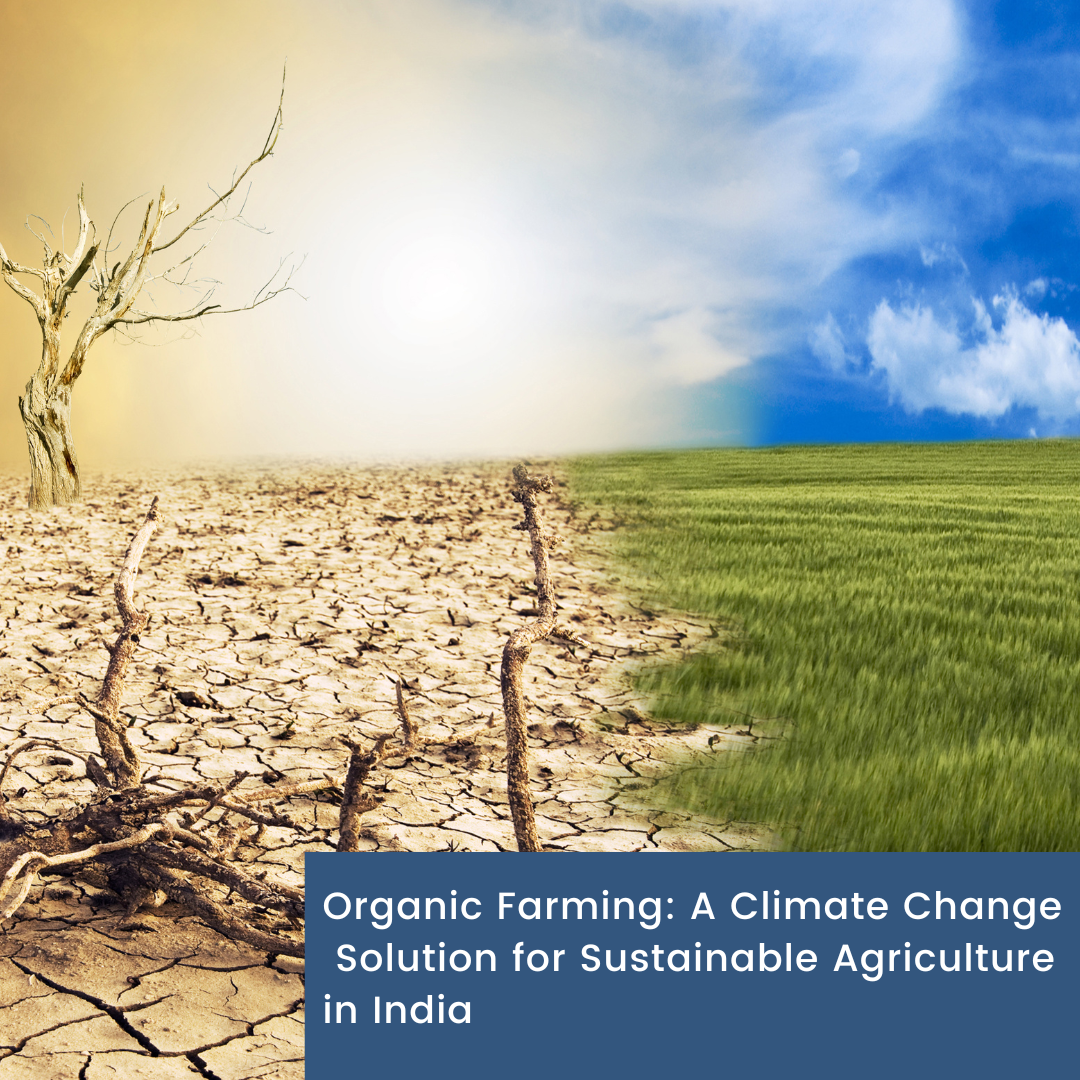 The image represents organic farming and climate change